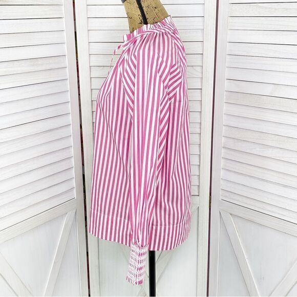 J. Crew Striped Smocked Cuff Popover Shirt Pink White XS - Picture 3 of 15